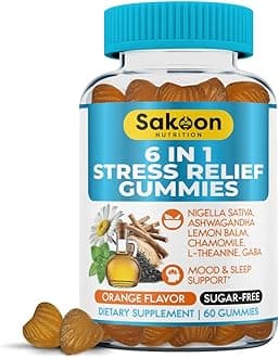 Stress Relief Gummies - Ashwagandha,GABA, Lemon Balm, L-Theanine, Chamomile,