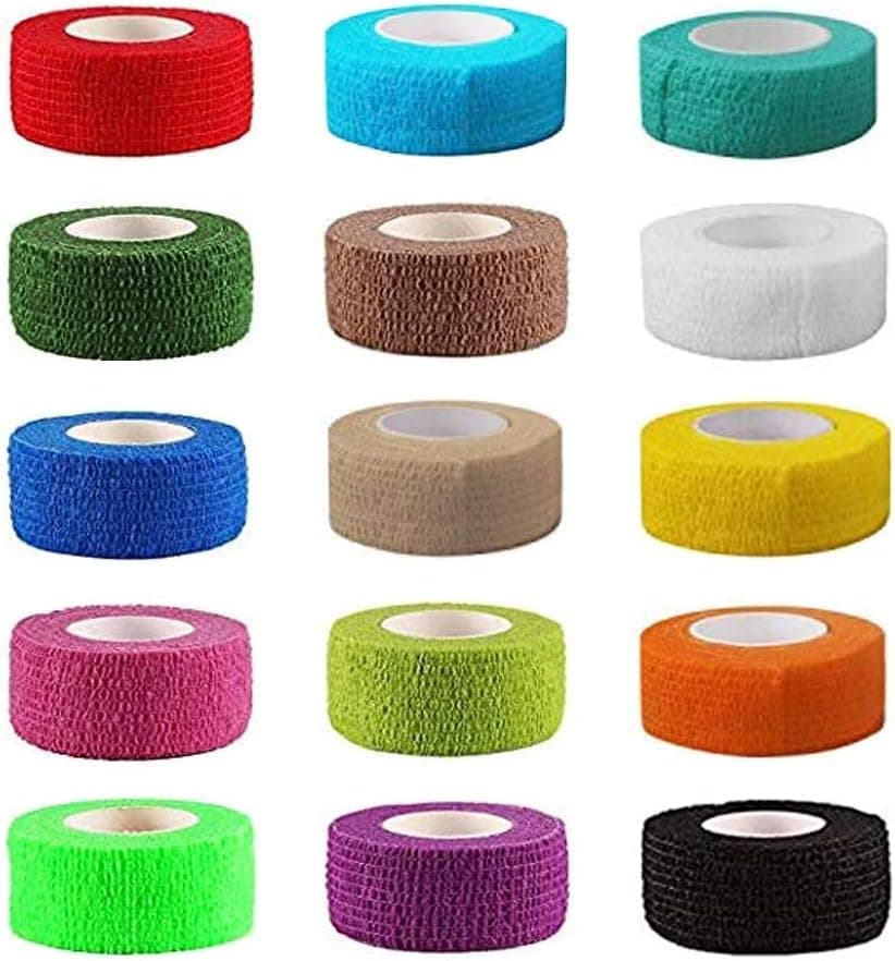 BetterJonny 15 Rolls Elastic Self Adhesive Tape, Self Adherent Cohesive Wrap Bandages, 1 Inch x 5 Yards All Sports wrap Tape Breathable Wound Tape for First Aid Sports Wrist Ankle
