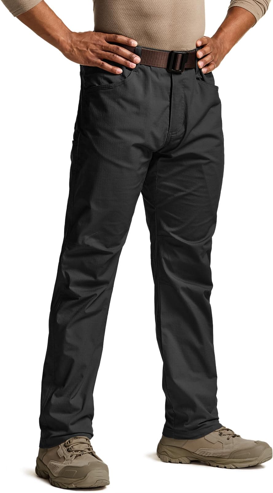 CQR Men's Flex Stretch Tactical Pants, Water Resistant Ripstop Cargo Pants, Lightweight EDC Outdoor Work Hiking Pants