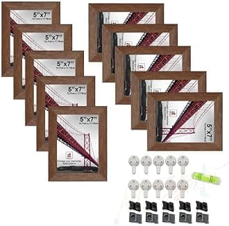 Art Street Individual Wall Photo Frame Brown 5x7 Inches, Picture Frames for Home and Office decoration. Set of 10