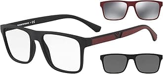 Mens EA4115 Rectangular Eyewear Frames With Two Interchangeable Sun Clip-ons