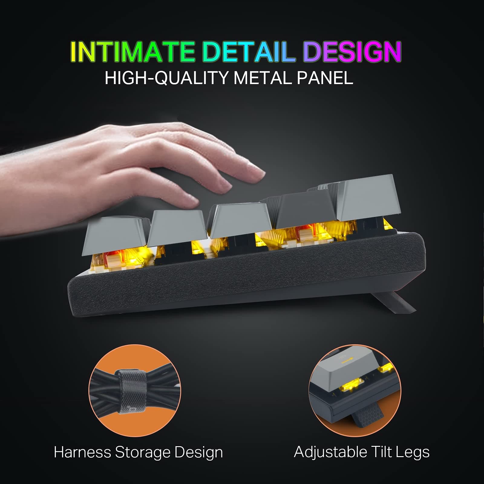 Portable 60% Mechanical Gaming Keyboard,18 Backlit Mini Keyboard, Small Ultra-Compact 61 Keys Wired Office Keyboards with Blue Switch, Anti-ghosting for PC/Mac Gamer Window Laptop (Black Grey)