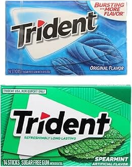 Trident Sugar Free Chewing Gum Original Flavor 14 Sticks, 26.6 g (Pack Of 1) And Spearmint Flavor 14 Sticks, 26.6 g(Pack Of 1)