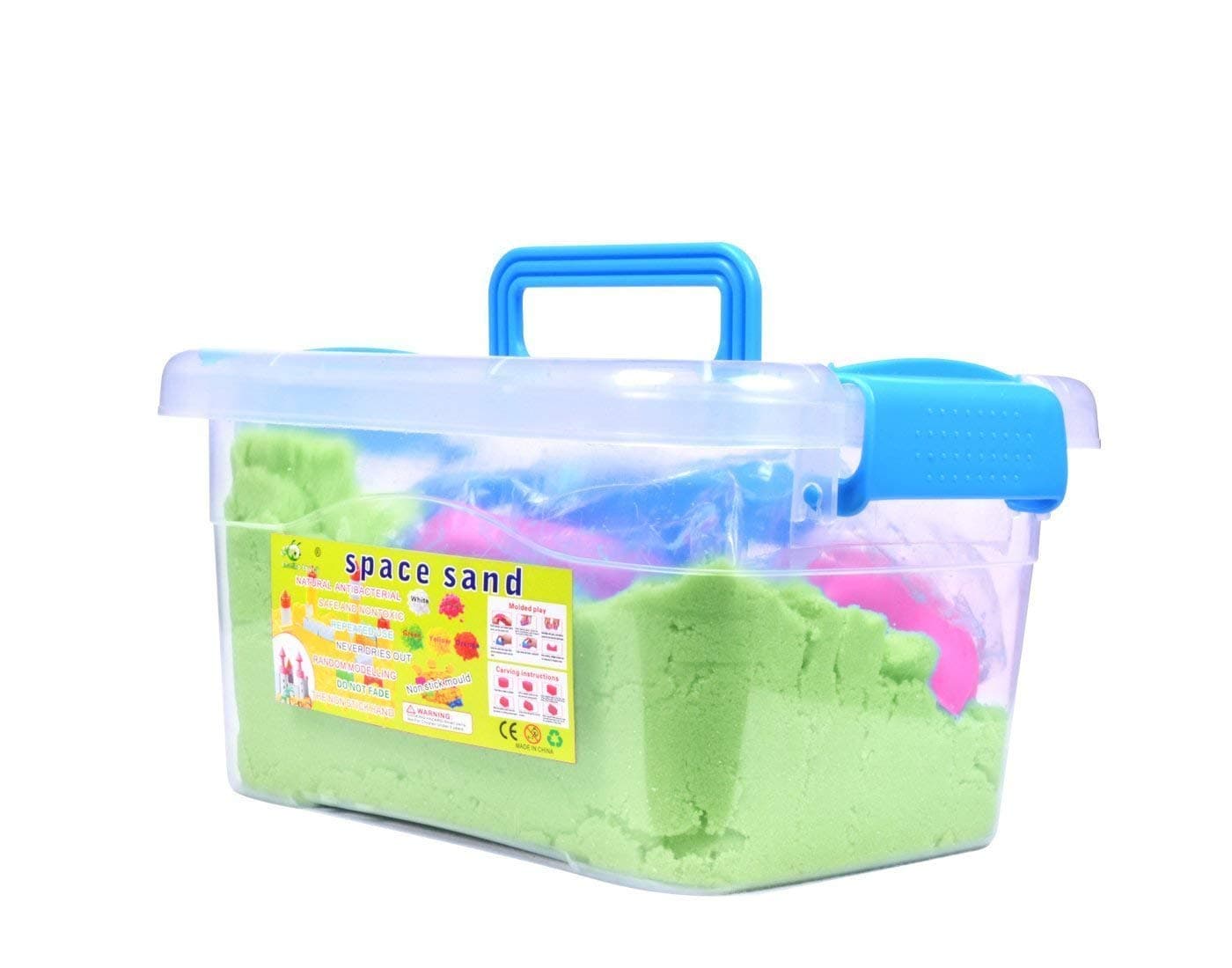 Sand Activity Play Set Natural Clay Sand Kit for Kids, Boys & Girls with Mould Toys Activity Toys, Craft Art Soft Sand Clay (1 KG in Rectangle Bucket, Assorted Color)