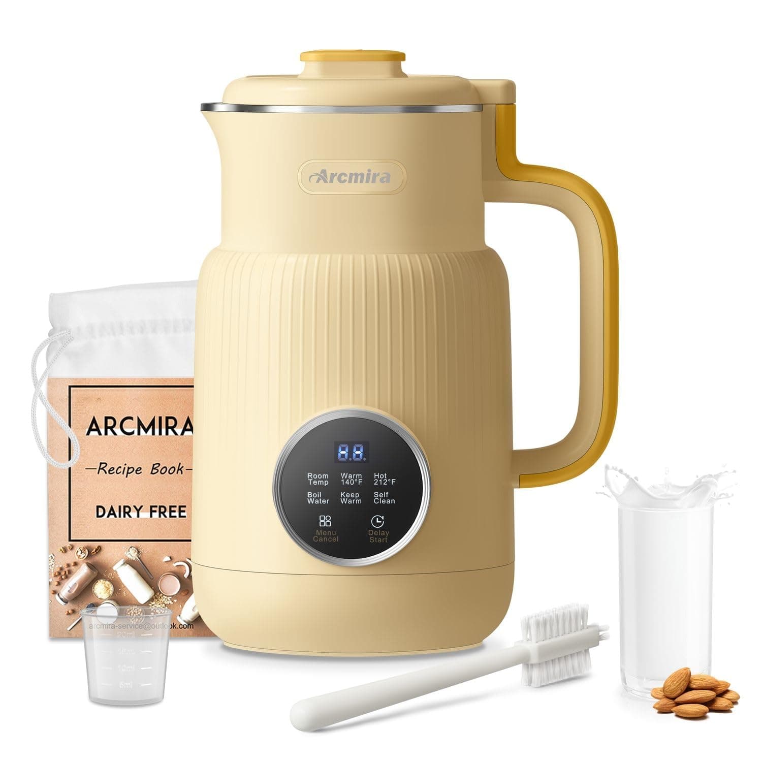 𝟲 𝗶𝗻 𝟭 Nut Milk Maker, 20 oz(600ml) Homemade Almond, Oat, Soy, Coconut, Plant Based and Non Dairy Beverages, Milk Blender Machine with Delay Start, Keep Warm, Boil Water, Self Cleaning