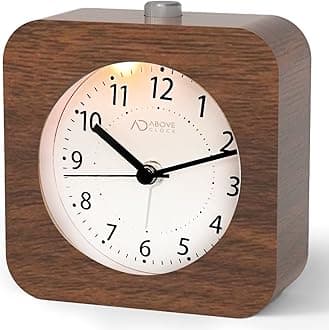 Alarm Clocks, Bedside Clock, analogue alarm clock, Wooden Alarm Clock, Silent Alarm Clocks Bedside non Ticking with Snooze Function/Night Light for Bedrooms【1 AA Battery Required】