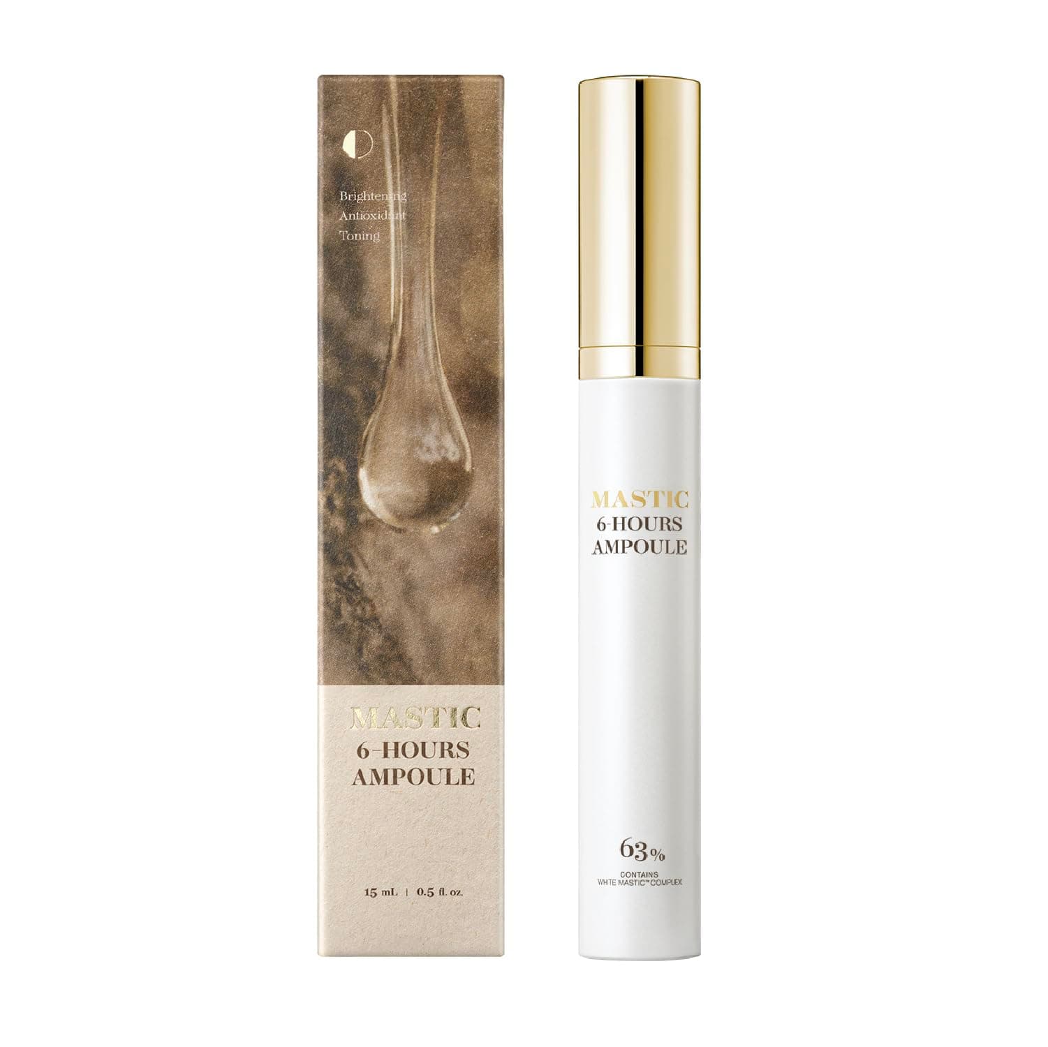 MASTINA Mastic Ampoule Serum Stick Roller Type Mastic Ampoule (Derma Roller Stick-Type, 0.5fl oz) - Serum for Even Skin Tone and Elasticity. Fermented Mastic Gum.Niacinamide 5%