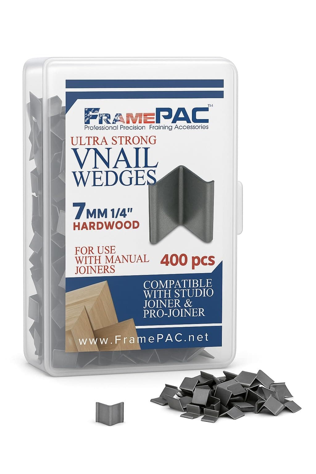 V Nails for Picture Frames Hardwood 7mm (1/4 Inch) [400 V-Nail Pack, Loose] - (for use in Manual V Nailer for Picture Framing, Hand V Nailer for Picture Frames, Manual Picture Frame Joiner)