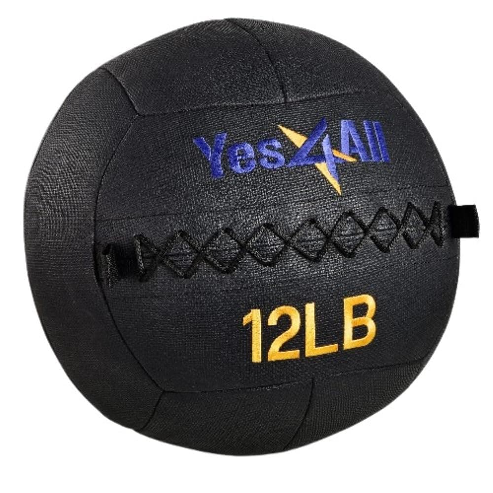 Yes4All Wall Ball, Soft Leather Weighted Iron Sand Ball for Dynamic Multifunctional Exercise, 6 LB - 30 LB
