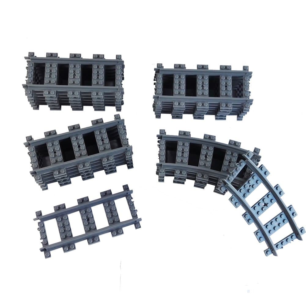 Railroad Train Tracks 18 straight + 6 curved tracks Non-Powered Rail Compatible all Major Brands Train Track City Railroad Construction Toy