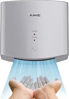 Air Wiper Compact Hand Dryer, High-Speed Drying, 1400W 220V, Plug & Go, Paperless Touchless for Public Bathroom, AK2630S (Silver)