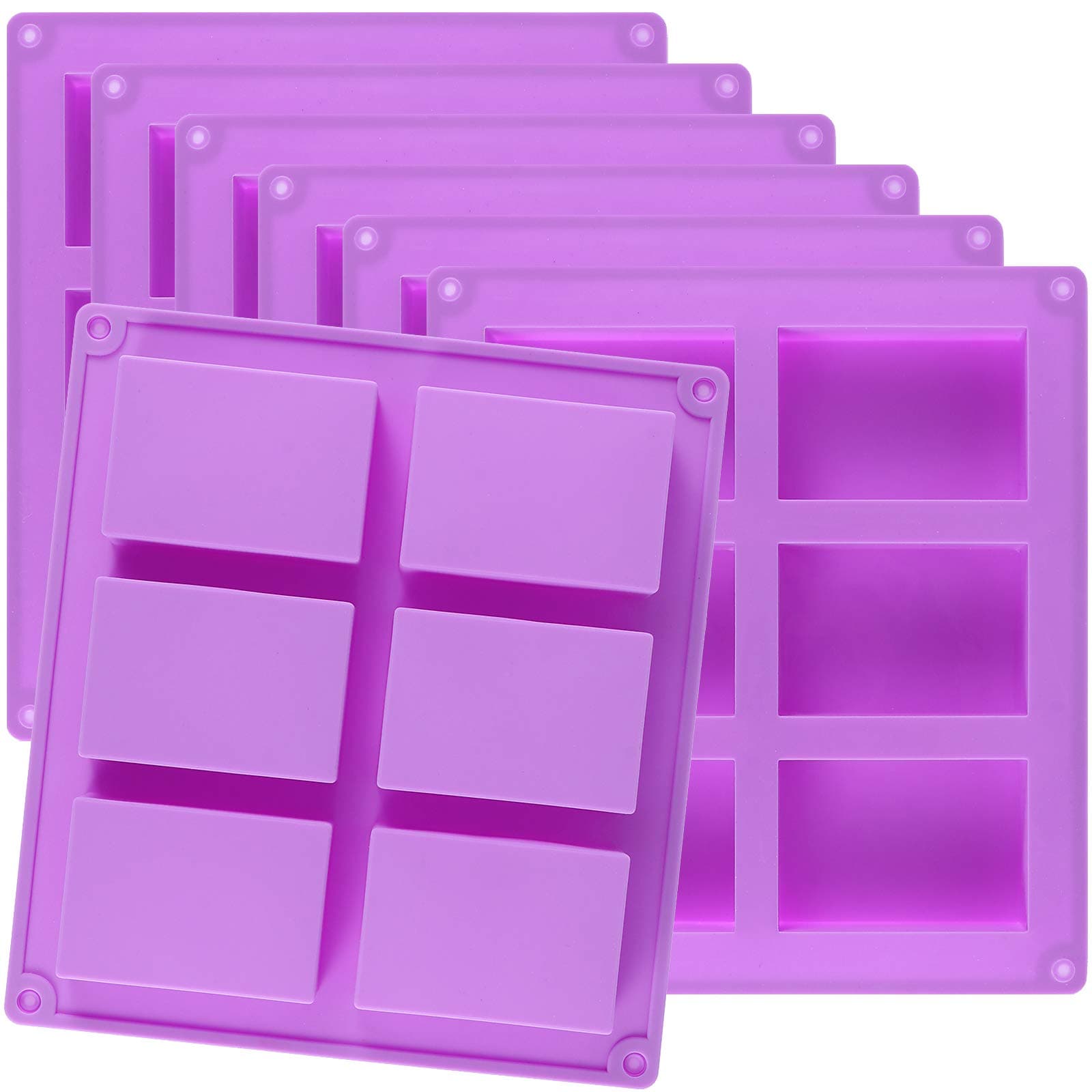 6 Packs 36 Cavity Rectangular Silicone Soap Molds