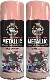 Classic Signature - 2 x Metallic Rose Gold Spray Paint 400ml Multi-Purpose Use, Spray for Metal and Wooden Furniture, Ornaments, Decorative Items and Much More for Interior & Exterior