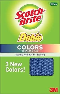 Dobie Cleaning Pad, Multipurpose Scour Pads for Kitchen, Bathroom and Household, 3 scouring pads/Assorted (Blue, Green, Red)
