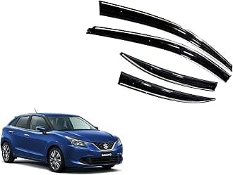 CAR SAAZ Unbreakable Chrome Line Door Visor for BALENO (2015-2018) (Set of 4Pcs) | Rain Guard | Wind Deflector