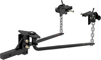 CURT 17051 Round Bar Weight Distribution Hitch with Integrated Lubrication, Up to 8K, 2-Inch Shank, Black