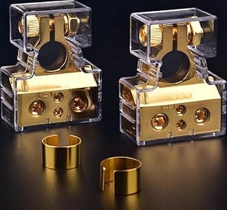 Car Marine Battery Post Terminals, Heavy Duty Top Post, Multiple 0/2/4/6/8 AWG Battery Terminal Connectors, W/Cleaning Brush, Anti Corrosion Washers, Hex Wrench