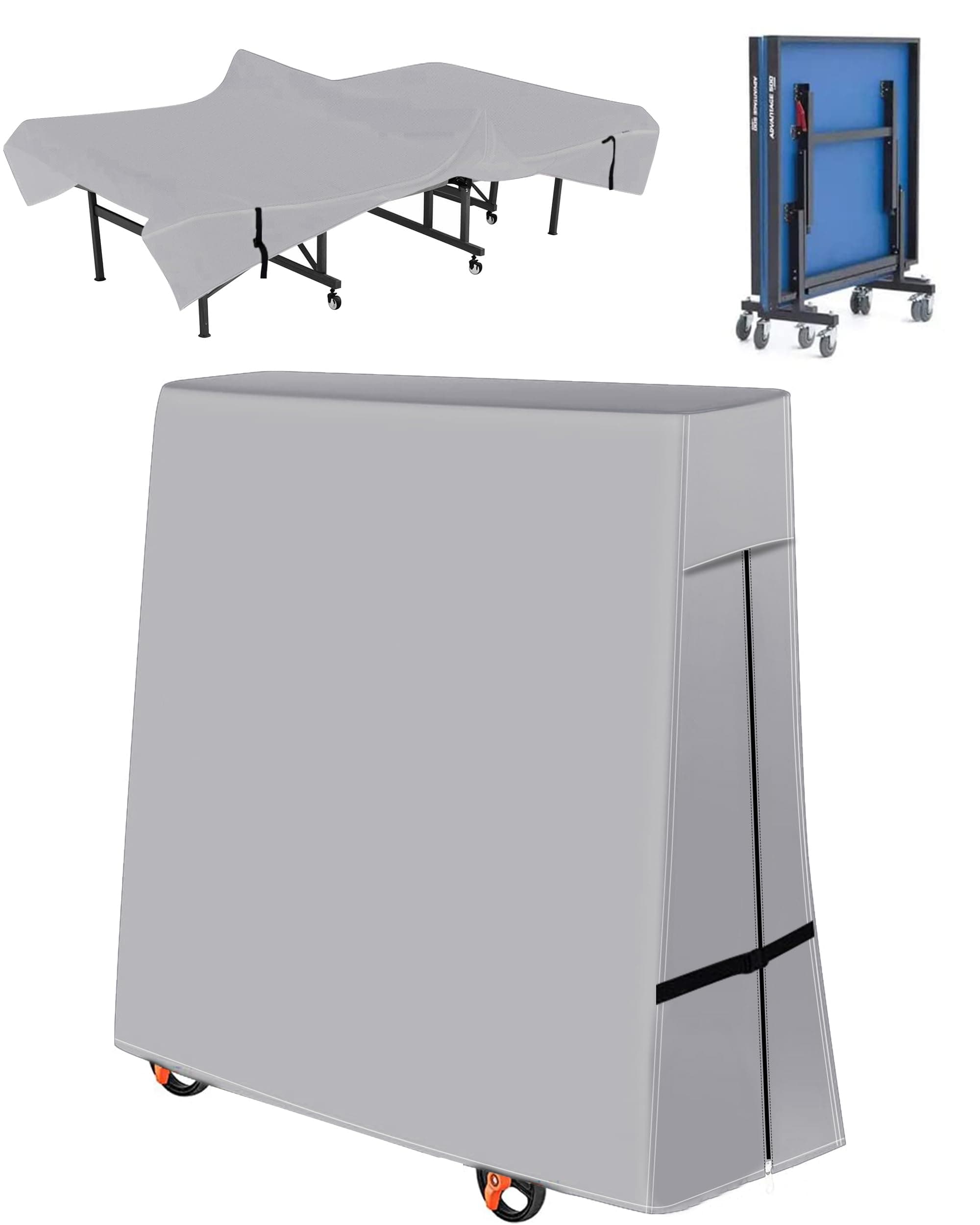 Waterproof Table Tennis Table Cover, 600D Ping Pong Table Protection Outdoor and Indoor, Universal Folding Ping Pong Table Cover -- 173x77/16x158cm