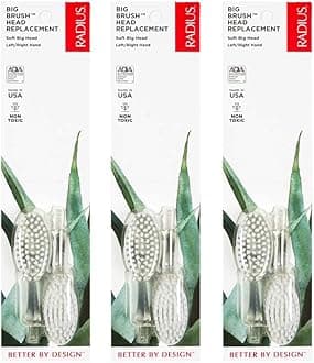 RADIUS Toothbrush Replaceable Brush Heads 2-Count Improve Gum Health & Reduce Gum Issues - Soft Big Head - Pack of 3