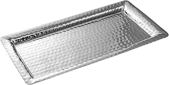 Monarch Abode 40301 Hand Hammered Metal Decorative Vanity Platter Tray - Kitchen Bathroom Counter Storage Counter Organizer - 12 inch Nickel Finish - Decorative Metal Trays - Hammered Serving Tray