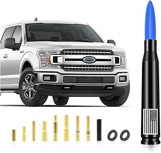 Car Antenna Mast, American Flag Aluminum Automobile Antenna Mast, 5.5 Inch AM/FM Radio Antenna with 9 Screws Adapter and 2 Rubber Rings, Auto Replacement Accessories for Car Truck SUV (Blue)