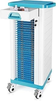 Medical Trolley Cart Mobile Filing Cabinet Storage Cart 30 Tiers of Compartment Design Record Cart with 4 Wheels 2 Brake Lock, 132 LBS Load for Office Hospital Medical Clinic (Folder Not Included)