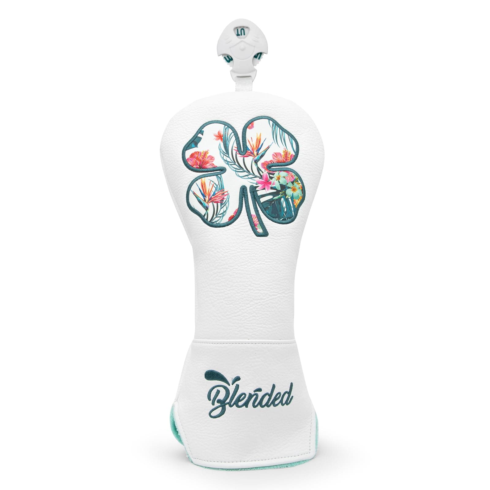 Golf Club Covers White Lucky Clover Golf Head Covers Driver Covers Fariway Wood Headcover Hybrid Covers Leather Golf Headcover with Number Tag for All Brand
