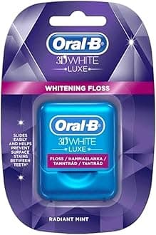 Oral-B 3D White Luxe Dental Floss, 35 m, Plaque Remover for Teeth, Surface Discoloration Prevention, Radiant Mint