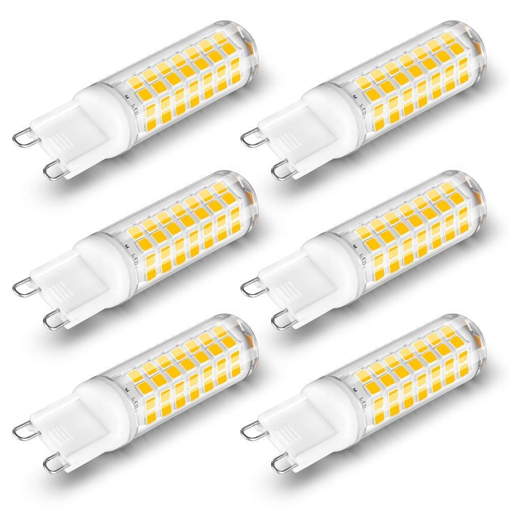 G9 7W Dimmable LED Bulbs Cool White 6000K, 600LM, 60W G9 Halogen Replacement, 220V-240V, 360 Degree, Daylight White G9 Capsule LED Enery Saving Light Bulb, No Strobe, No Flicker (6-Pack, Dimmable)