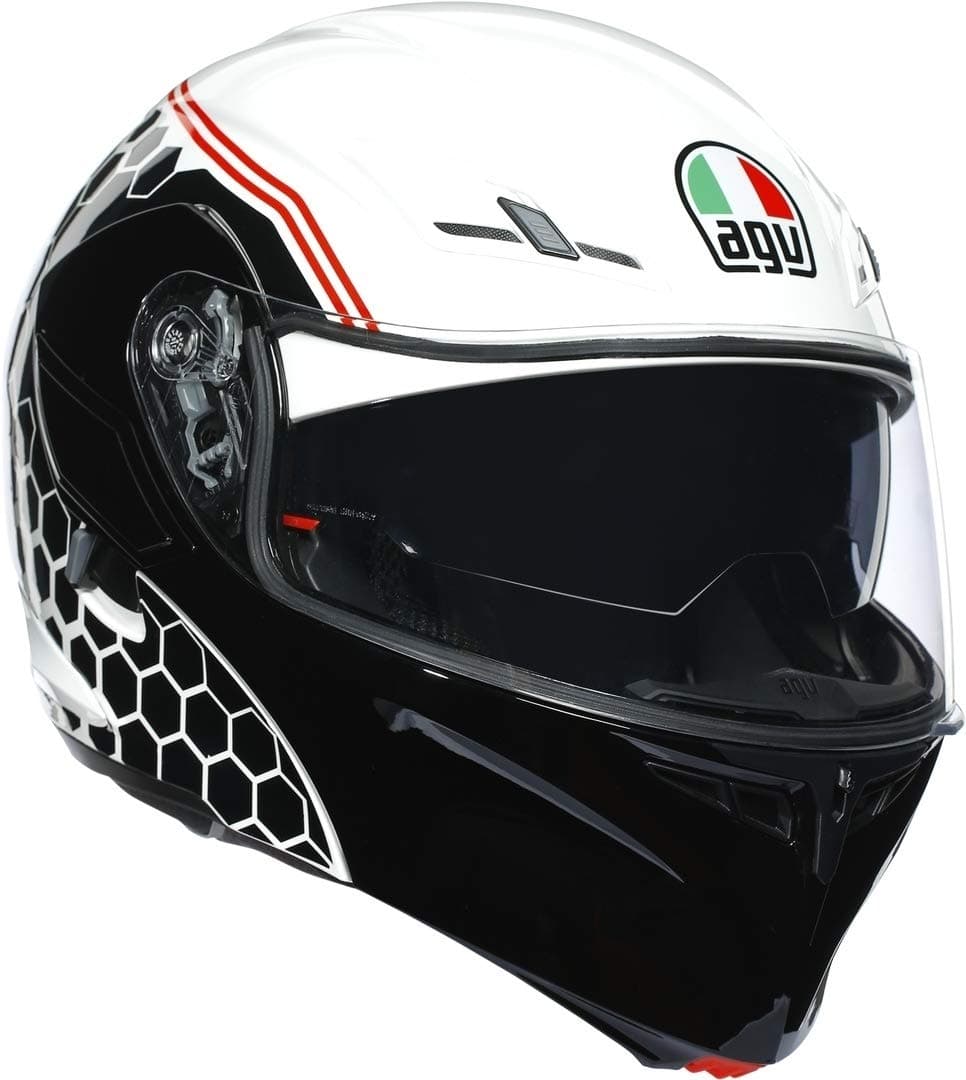 AGV Compact-ST Detroit - Modular Flip Up Motorcycle Helmet - Multi (White - Black - Red, M)
