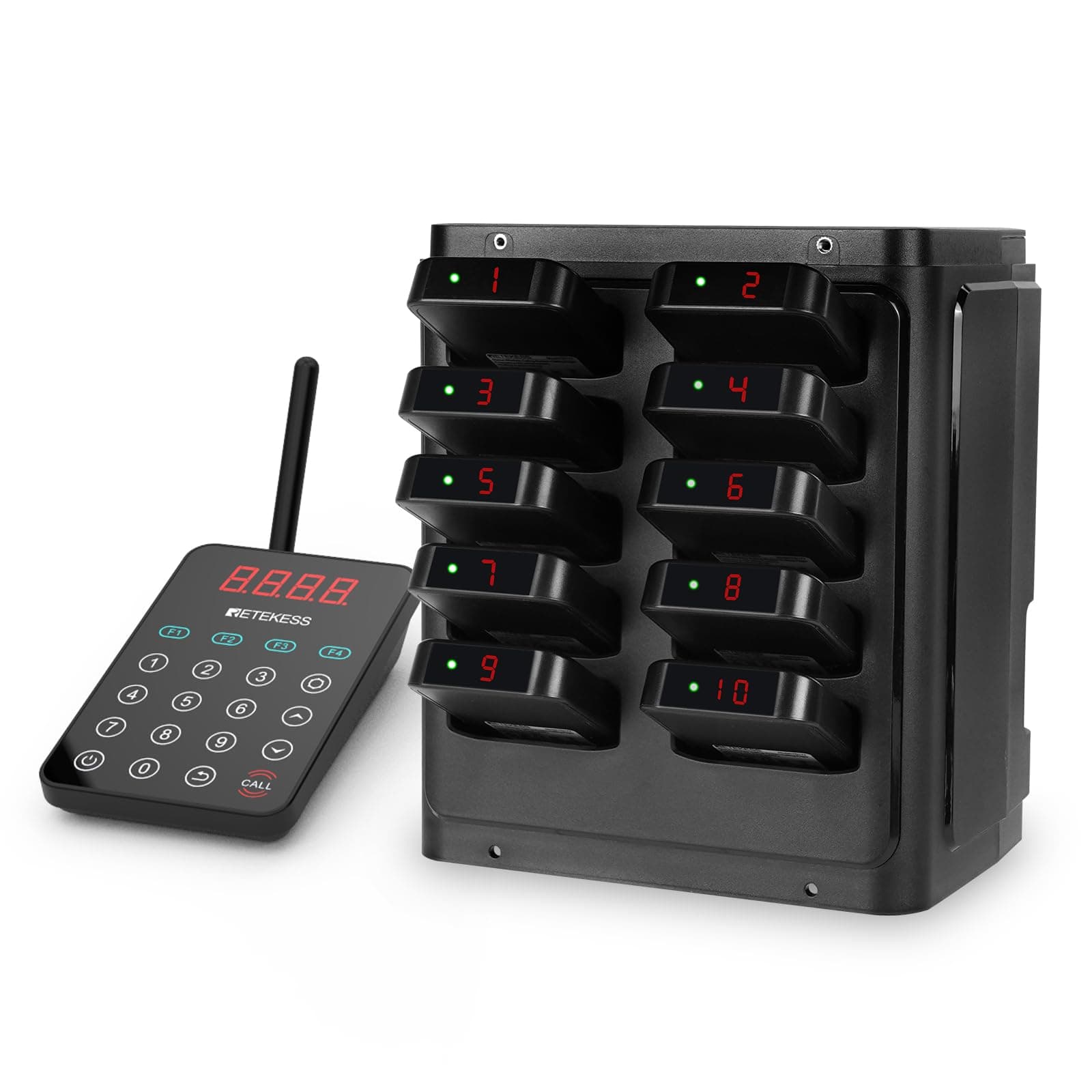TD177 Restaurant Pager, Pager System Long Range, New Experience, Out of Range Alarm, Close Reminder, 10 Rugged Beepers for Food Truck, Coffee Shop
