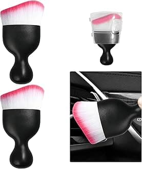Ziciner 2 PCS Car Detailing Brush, Curved Soft Bristles Auto Removal Dust Collectors, Universal Vehicle Dashboard, Air Conditioner Vents etc Interior Cleaning Tool Accessories (White/Red)