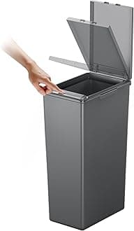 Morandi Kitchen Waste Bin - Plastic Touch Recycled Bin - Perfect for Kitchen & Home, Dark Grey, 30 Litres