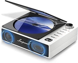CD Player Portable, Leapwell Portable CD Player with Speakers Bluetooth Rechargeable, Small Compact Retro CD Players for Home, Personal Desktop CD Player with USB White