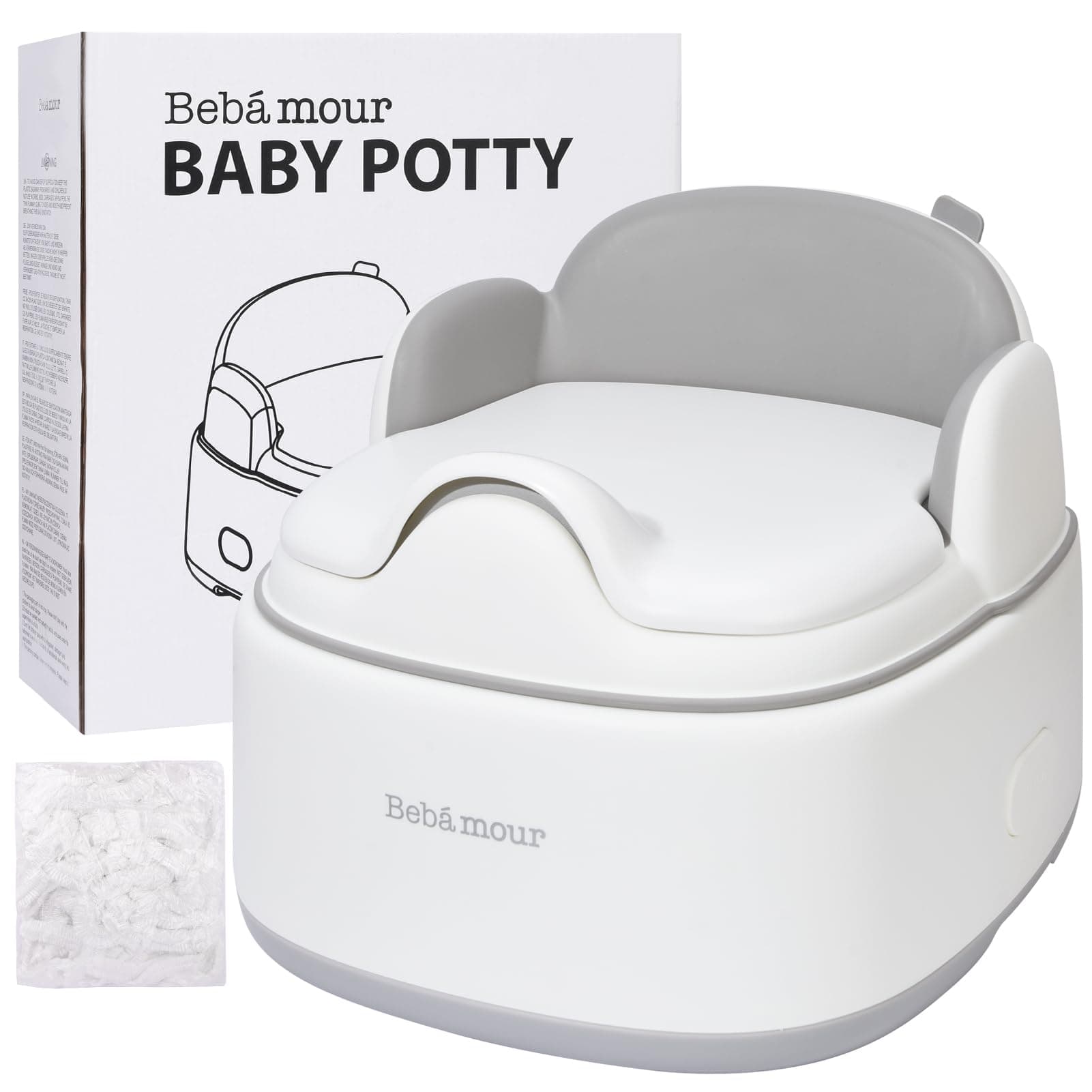 Bebamour3-in-1 Multi-Functional Potty Seat & Step Stool, Grey