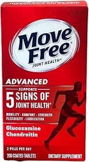 Move Free Advanced Glucosamine Chondroitin + Calcium Fructoborate Joint Support Supplement, Supports Mobility Comfort Strength Flexibility & Lubrication - 200 Tablets (100 Servings)*