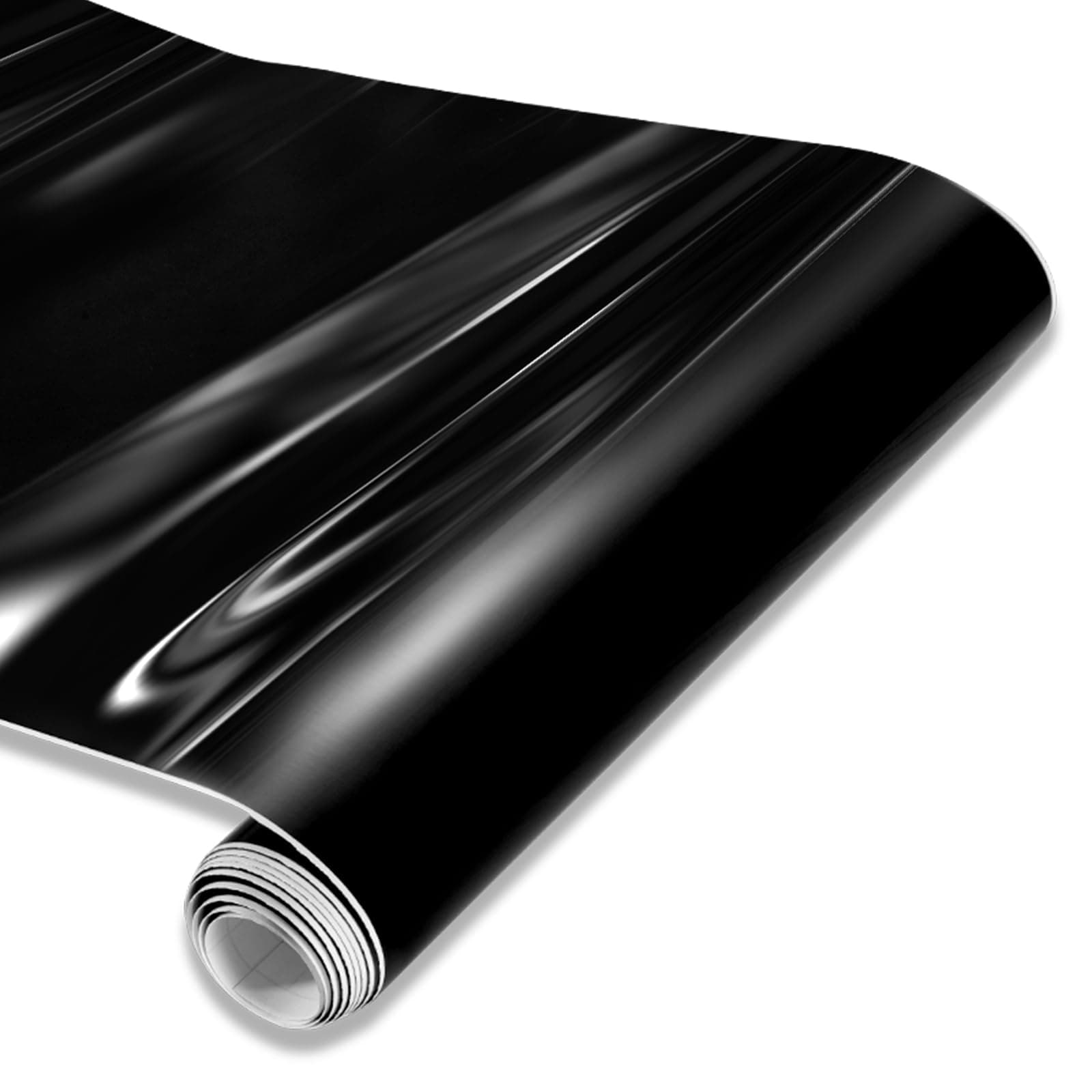 Spurtar Gloss Black Vinyl Wrap 1ft X 5ft Air-Release Glossy Black Car Wrap Adhesive Film Automotive Vinyl Black Sticker for Cars Motorcycle DIY Detailing Paper Air Release Decal Sheet 30.5 X 152cm