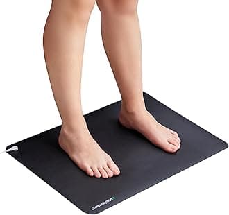 Grounding Mat for Feet with 15ft Cord, 50K Ohm Resistor, Carbon Layer - Ground Mat for Work, Sleep, Comfort, Wellness Support