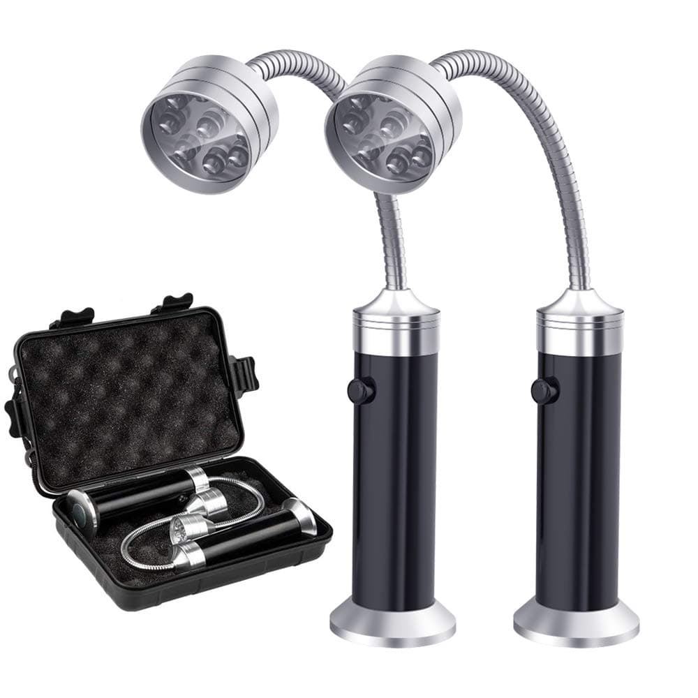 Angju Barbecue Grill Light Magnetic Base Super-Bright LED BBQ Lights - 360 Degree Flexible Gooseneck, Weather Resistant, Batteries No-Included - Pack of 2