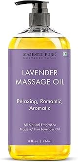 MAJESTIC PURE Lavender Massage Oil For Men and Women - Great For Calming, Soothing and to Relax - Blend of Natural Oils For Therapeutic Massaging and Aromatherapy - 8 fl oz.