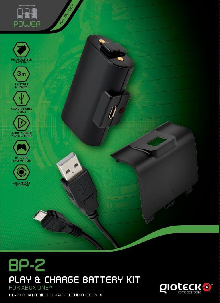 Gioteck BP-2 Play and Charge Battery Kit for Xbox One