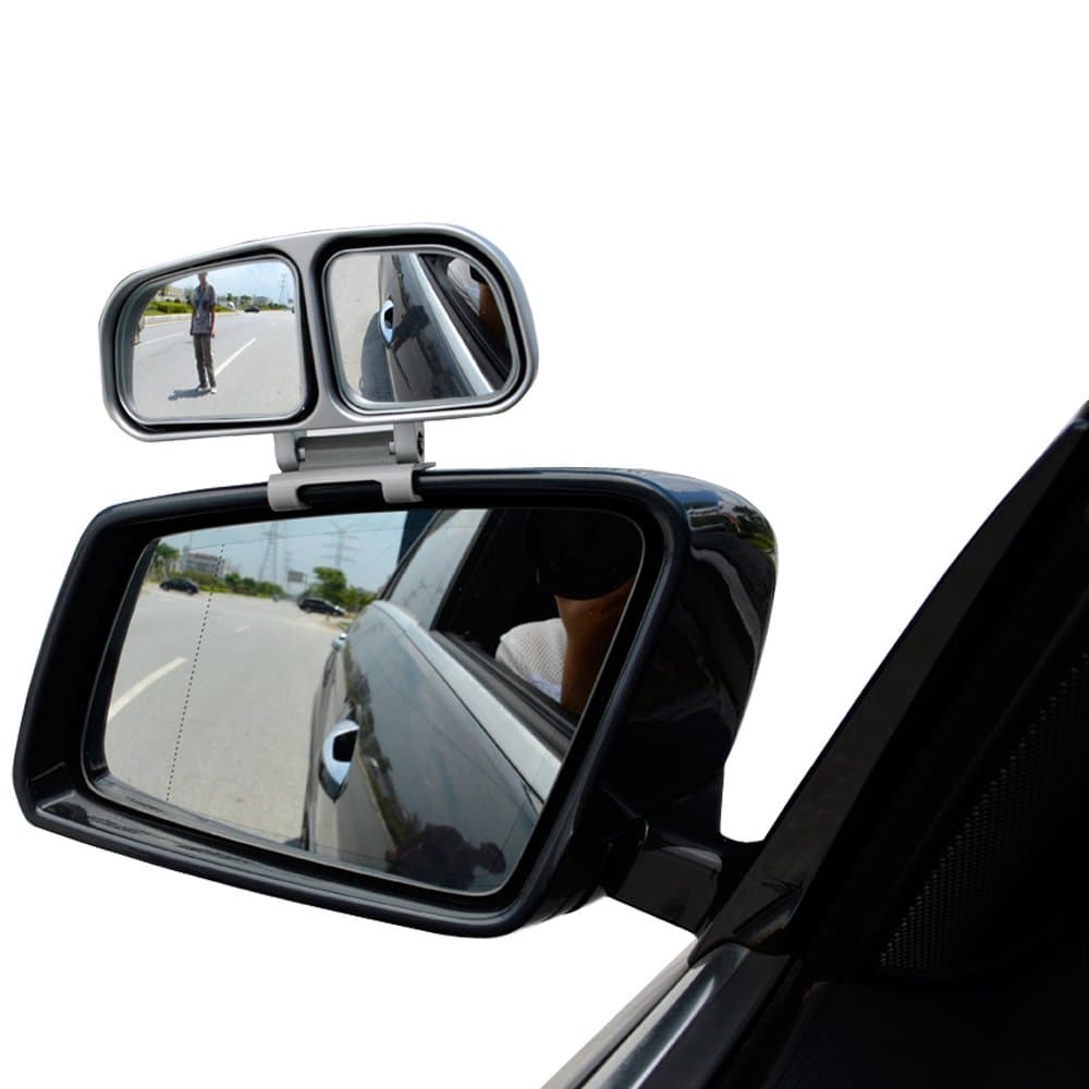YASOKO Plastic Housing Auto Auxiliary Blind Spot Mirror Car Side-Angle Side-View Double Mirror 1 Piece (Left, Silver)