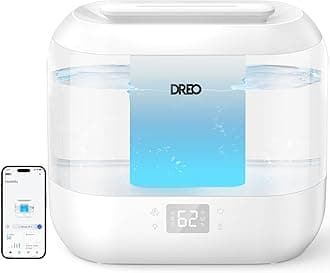 DREO 4L Smart Humidifier for Bedroom Baby, Cool Mist Humidifiers for Home, 28dB Quiet Humidifier, LED Display, Humidity Sensor, Oil Diffuser, 36H Runtime, Nightlight, Top Fill, Touch/APP/Voice Control