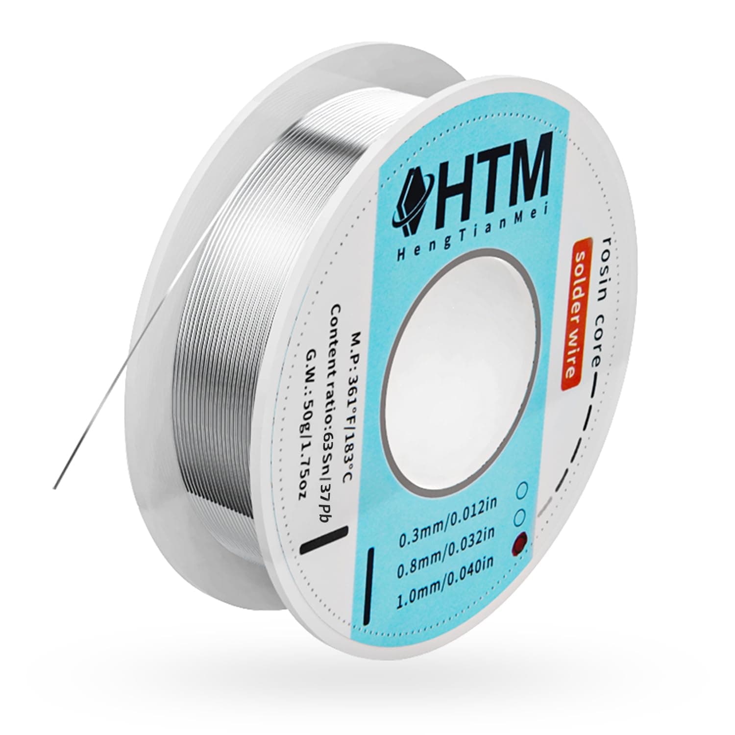 Rosin Core Solder Wire For Electronics,63/37 Tin Lead Low Temp Solder Metal Wire(1.0mm/50g)
