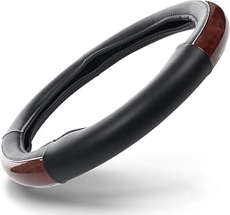 HD Driven SWC Premium Woodgrain Leather Steering Wheel Cover – 18” Diameter for Semi-Trucks, Ribbed Rubber Core & High-Performance Leather, Vehicle Accessories