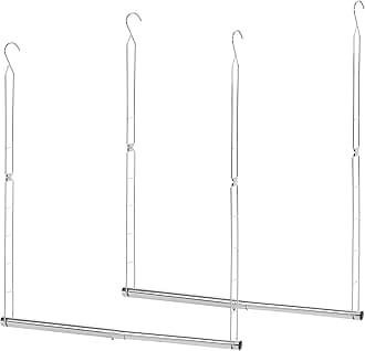 STORAGE MANIAC Hanging Closet Rod, Adjustable Width and Height Closet Hanging Organizer, Space-Saving Clothes Hanging Bar, Closet Extender Hanging Rod Double Closet Hanging Rod, 2 Pack Chrome