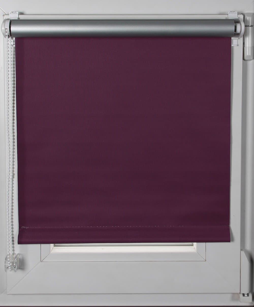 Prakto 8514 - Blackout Rolling Blind with Thermal Coating and Side Drawstring - Screw-Free Assembly - 38 x 175 cm - 3016: Blackberry Colour