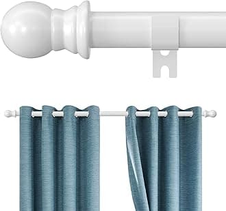 Extra Long Curtain Rods 120-inch to 170-inch, Heavy Duty 1 inch Curtain Rods for Windows Easy Install, Adjustable Metal Thick Drapery Rod for Bedroom, Patio, Living Room, White