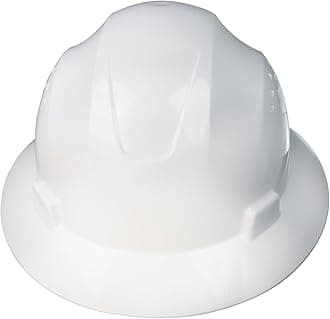 JORESTECH Safety Hard Hat White HDPE Full Brim Helmet with 4-Point Adjustable Ratchet Suspension for Work, Home, and General Headwear Protection ANSI Z89.1-14 Compliant HHAT-02