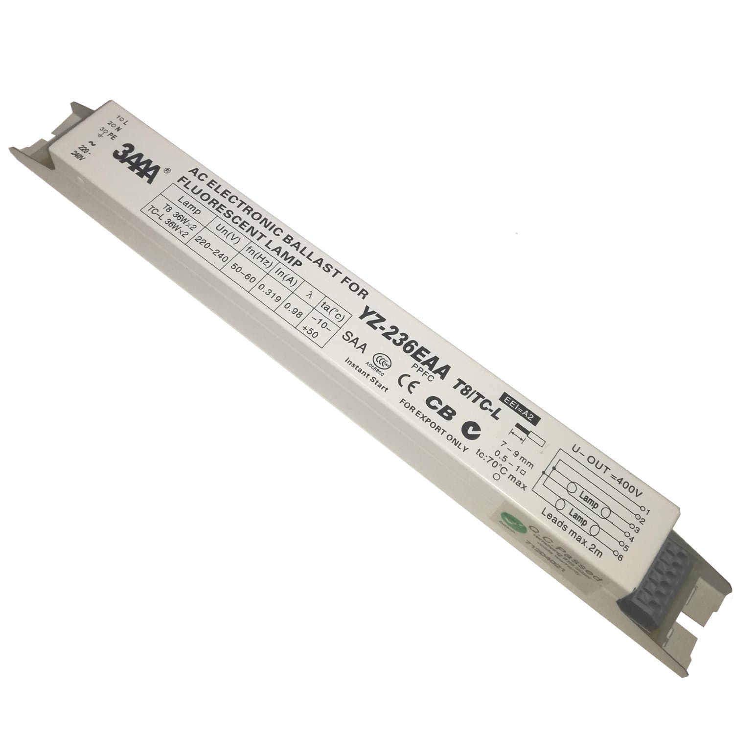 2pc 3AAA YZ-236EAA T8 TC-L 220-240V 2x36W L290D Neon Lamp/Fluorescent Lamp Instant Start Electronic Ballast